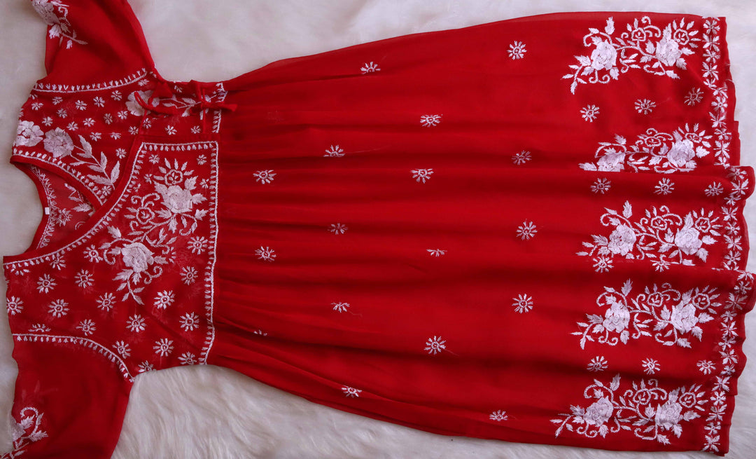 Mishka Red Long Georgette Angarakha