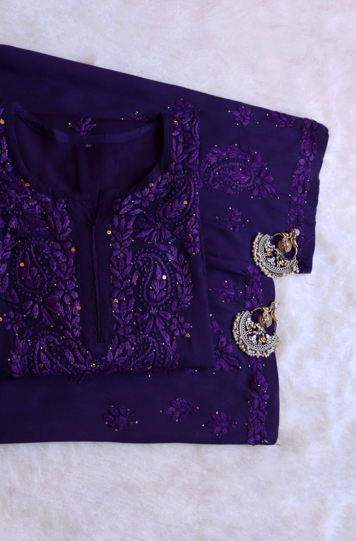 Purple 2 piece Rayon Mukaish set