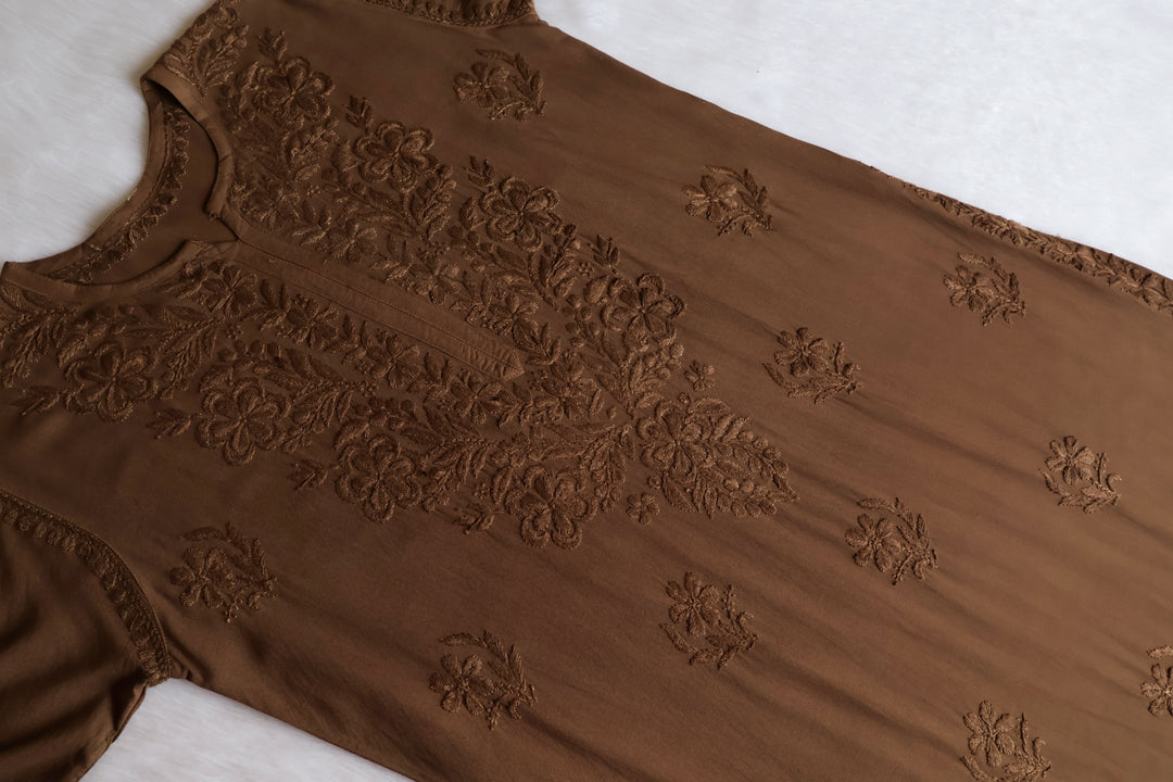 Sanam Chocolate Brown Ombre Long Rayon Kurta
