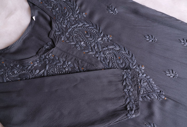 Silver Grey 2 piece Rayon Mukaish set