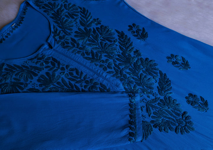 Ayra Peacock Blue Long Rayon kurta