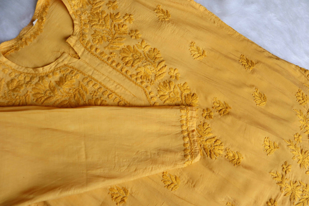 Layla Mustard Yellow Short Chanderi Kurta