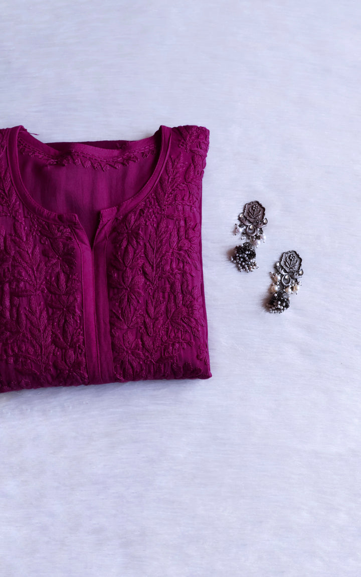 Nagma Deep Plum Long Ombre Rayon Kurta