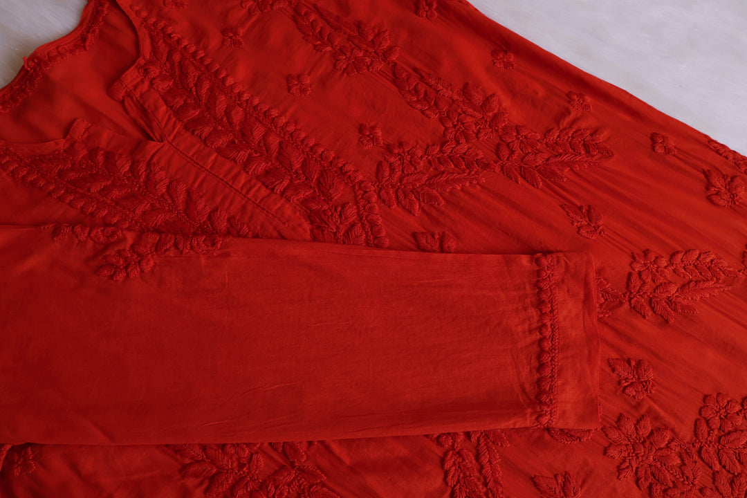 Saba Rust 3D Pure Cotton Kurta