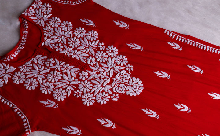 Mariyam Red Long Rayon kurta