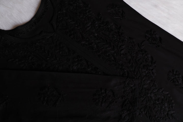 Duaa Black Long Rayon Kurta