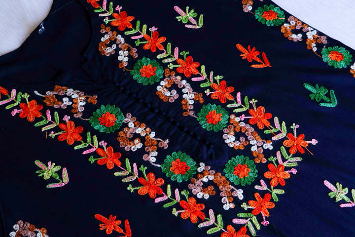 Anah Navy Blue Ombre Long Rayon Kurta