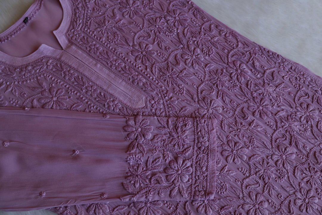Alayna Dusty Purple Jaal Viscose Georgette Kurta
