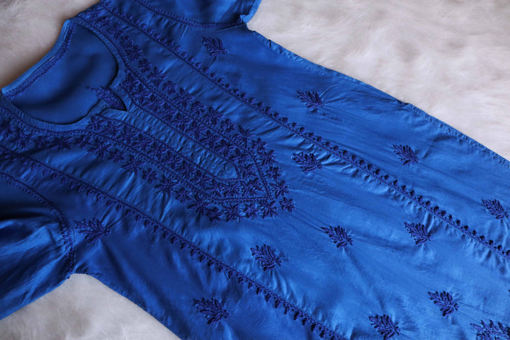 Ayman Royal Blue Long Cotton kurta