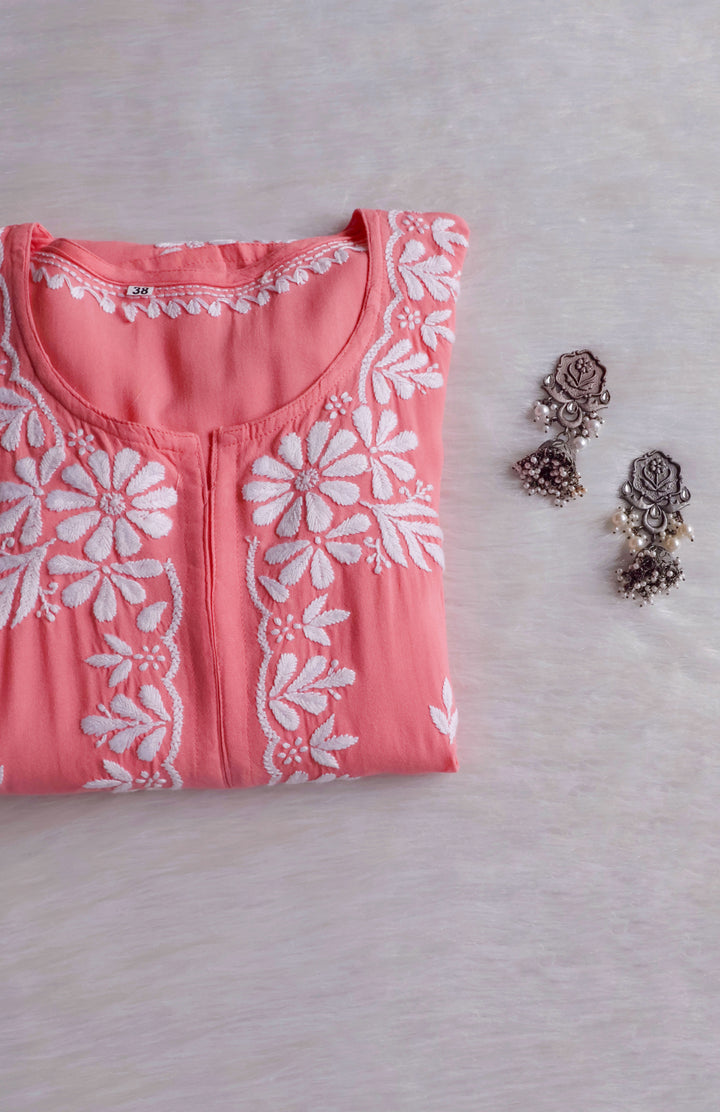 Zainab Rose Pink Long Rayon kurta