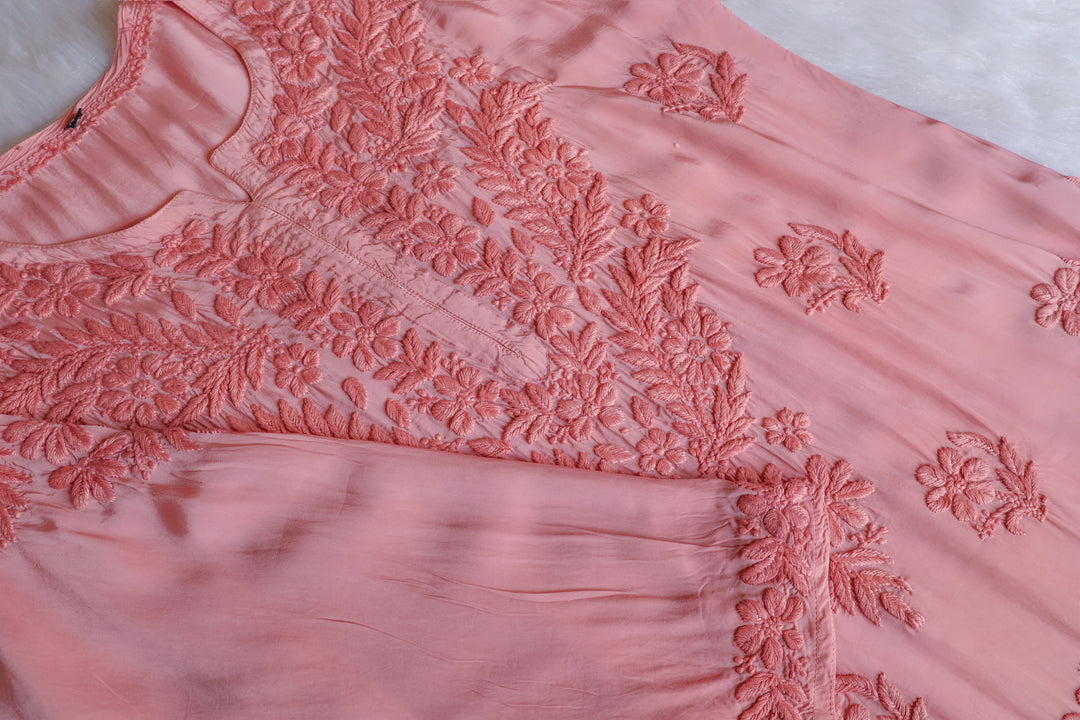 Mehr Rose Beige Crepe Silk Kurta