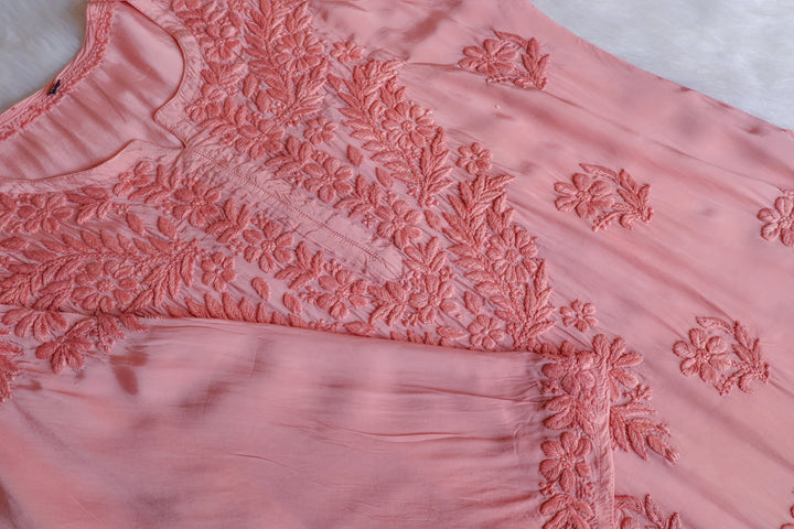 Mehr Rose Beige Crepe Silk Kurta