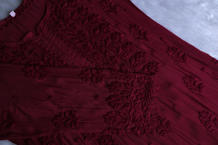 MehrNaaz Plum Pure Muslin Kurta