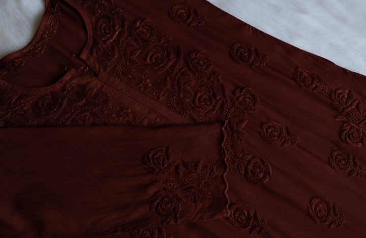 Gul Chocolate Brown Scalloped Rayon set