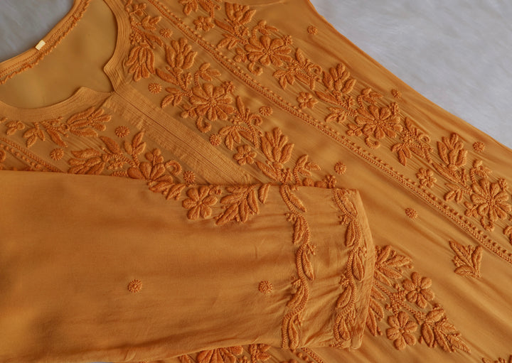 Mahnoor Mustard Viscose Georgette Kurta
