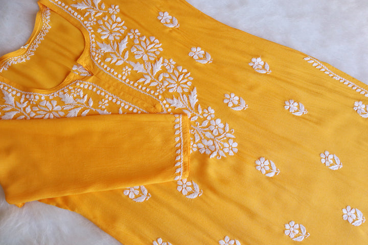 Mehr Yellow Long Rayon kurta