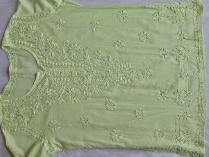 Nazakat Lime Green Cotton short kurta