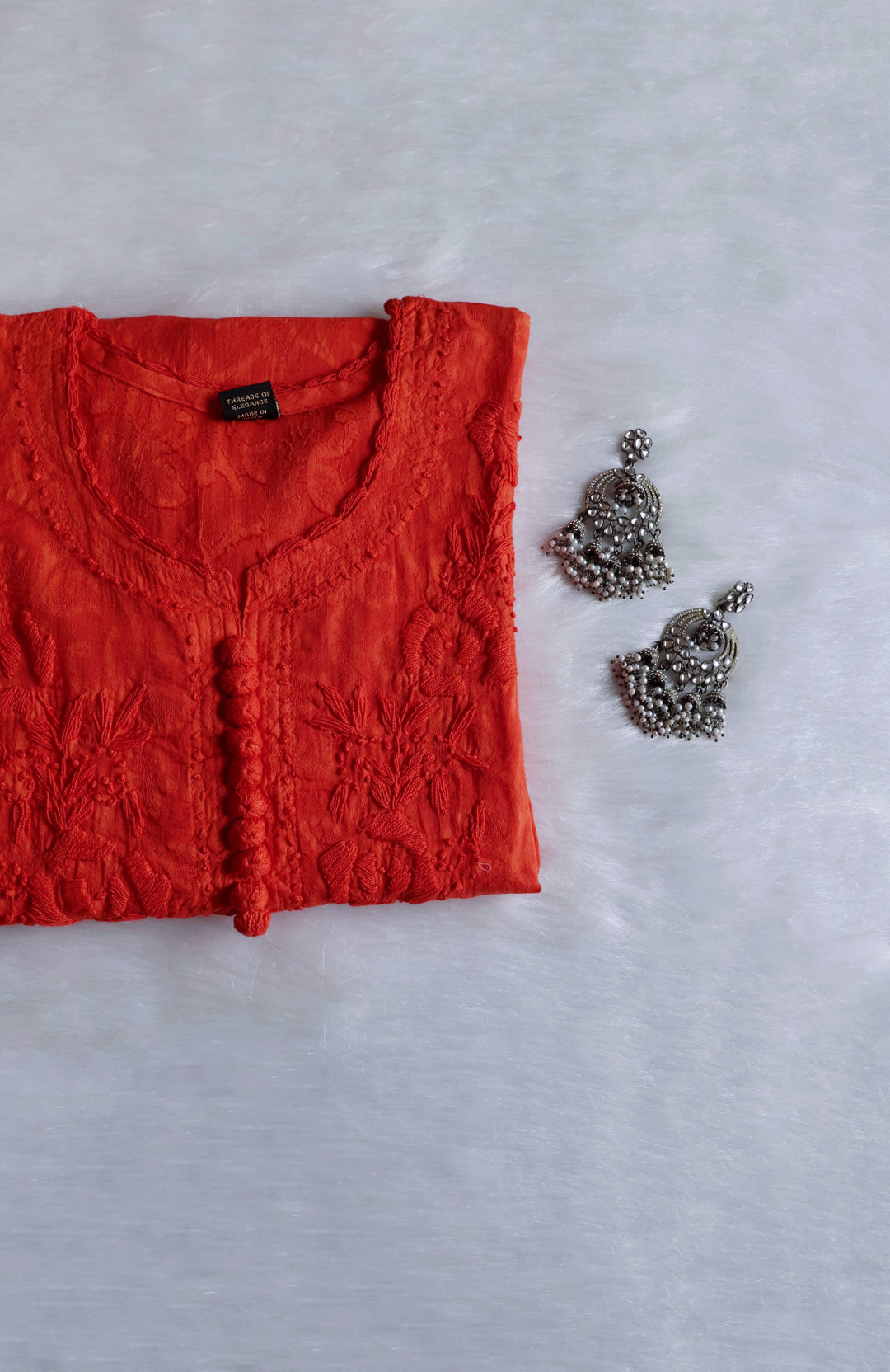 Saffron Long Jacquard Cotton kurta