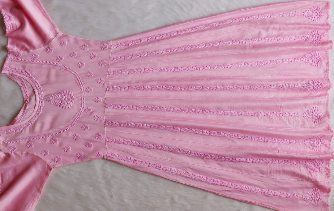 Naqsh Baby Pink Pure Chanderi Silk Anarkali
