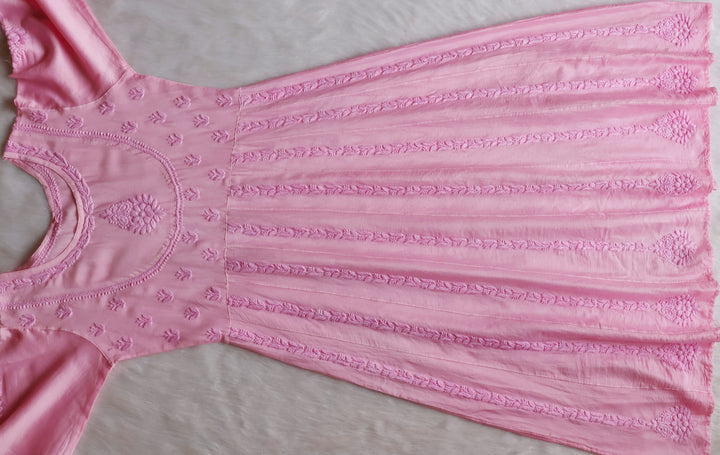 Naqsh Baby Pink Pure Chanderi Silk Anarkali