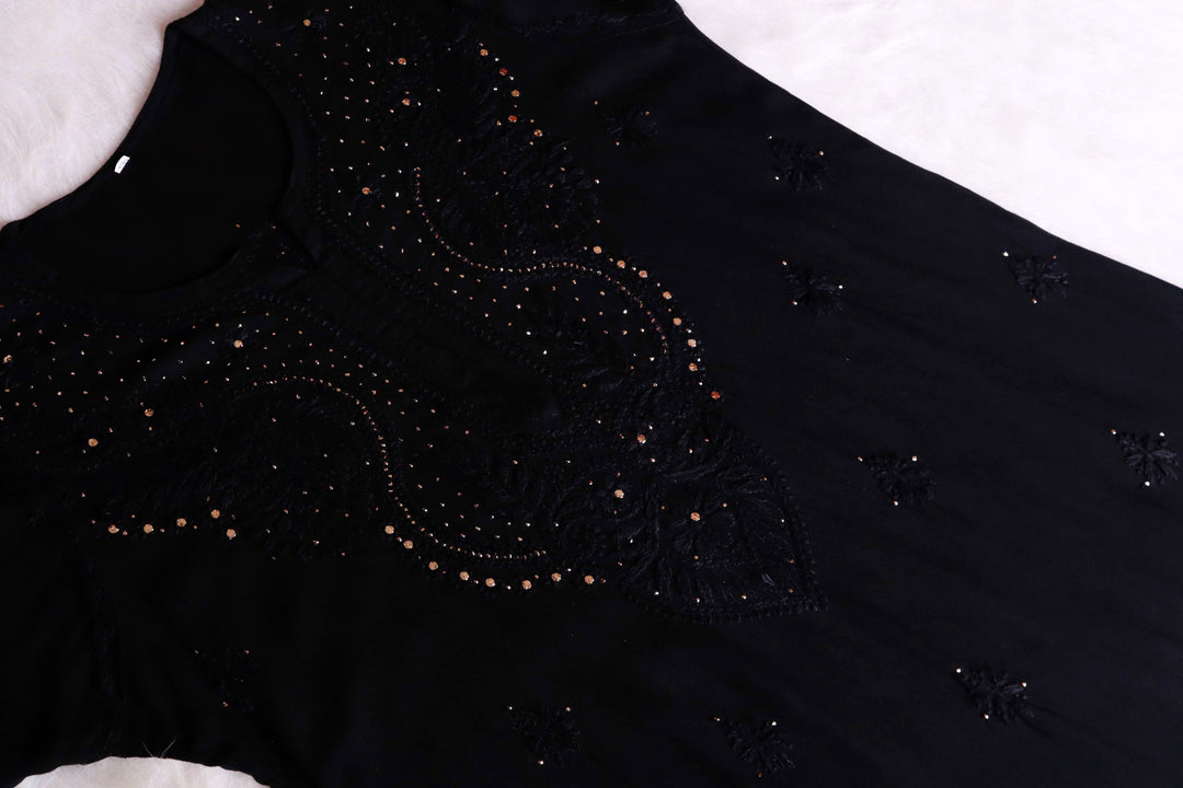 Naida Black 2 piece Rayon Mukaish set