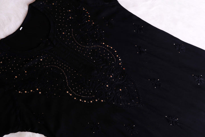 Naida Black 2 piece Rayon Mukaish set