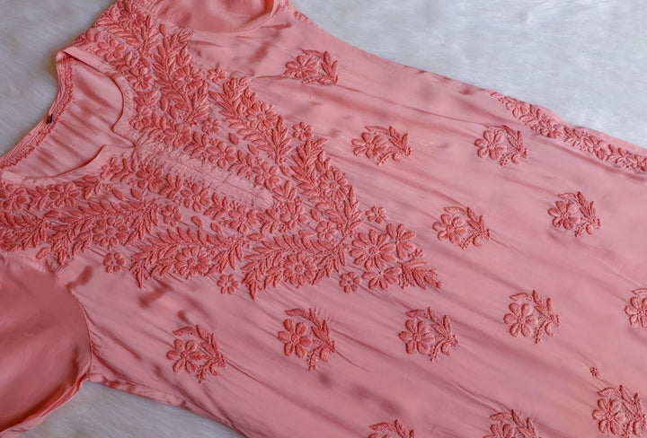 Mehr Rose Beige Crepe Silk Kurta