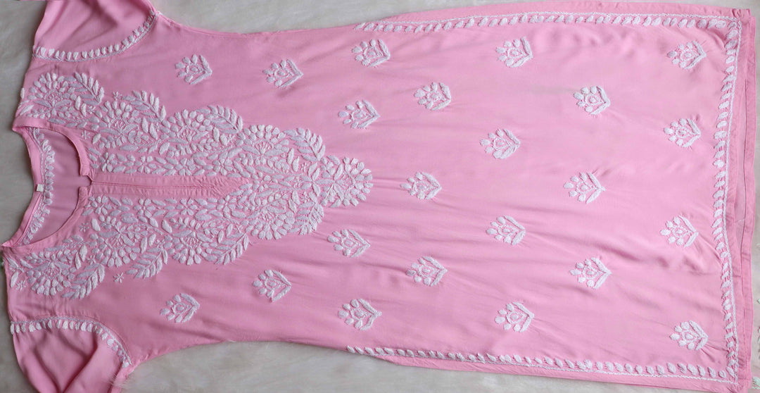 Rahaa Baby Pink Long Rayon kurta