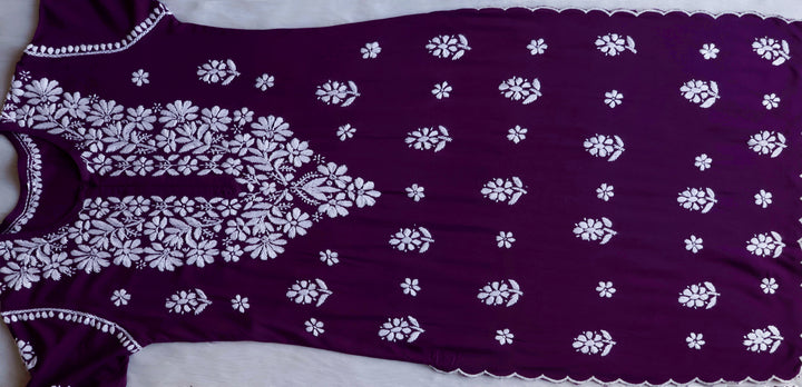 Maisha Deep Purple Scalloped Long Rayon Kurta