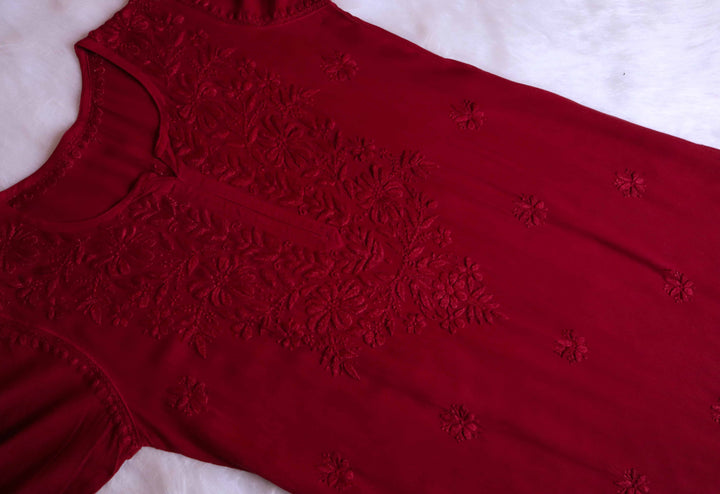 Farhaa Maroon 2 piece Rayon set