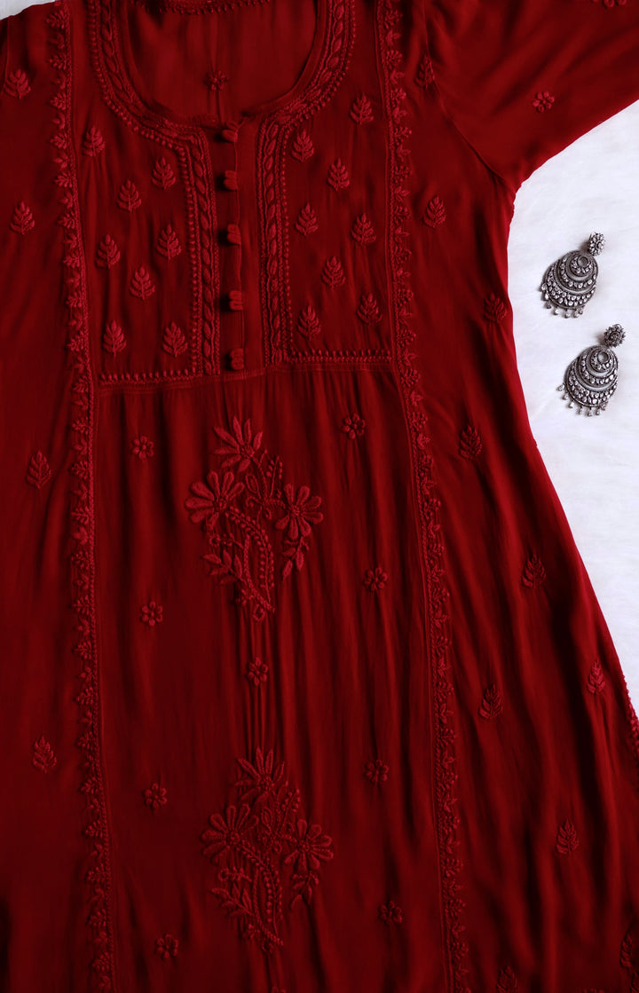 Duaa Maroon Viscose Georgette Kurta