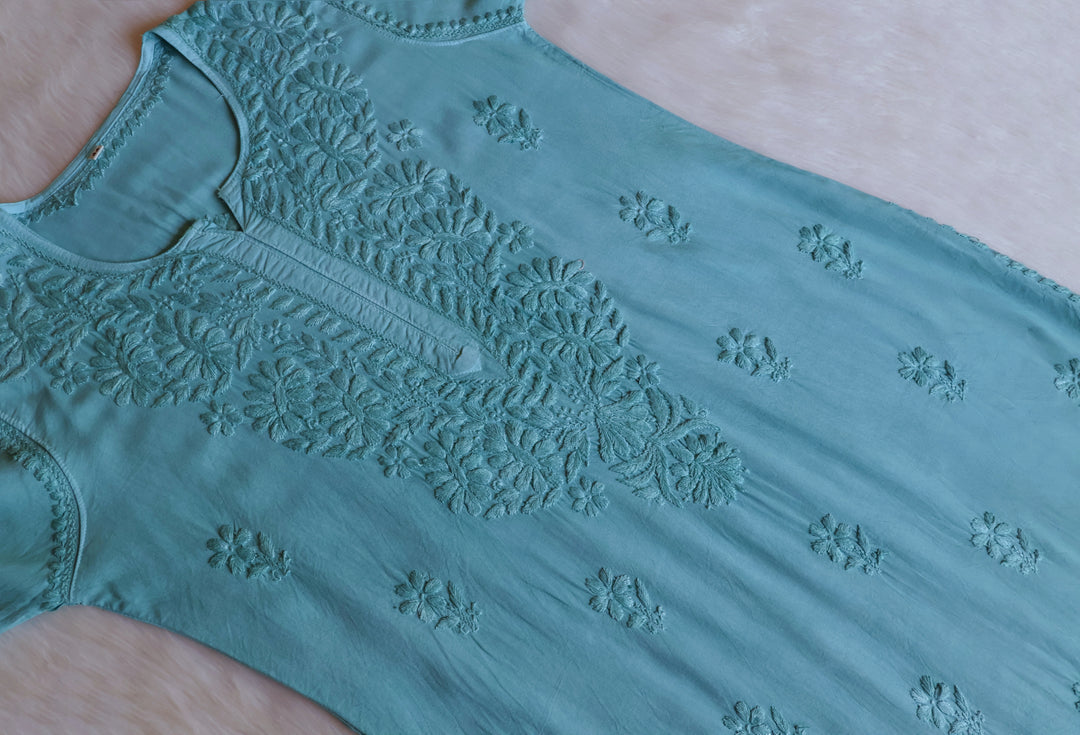 Amirah Sea Blue Ombre Long Rayon Kurta