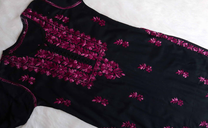 Gul-e-Jahaan Black & Plum Cotton Kurta