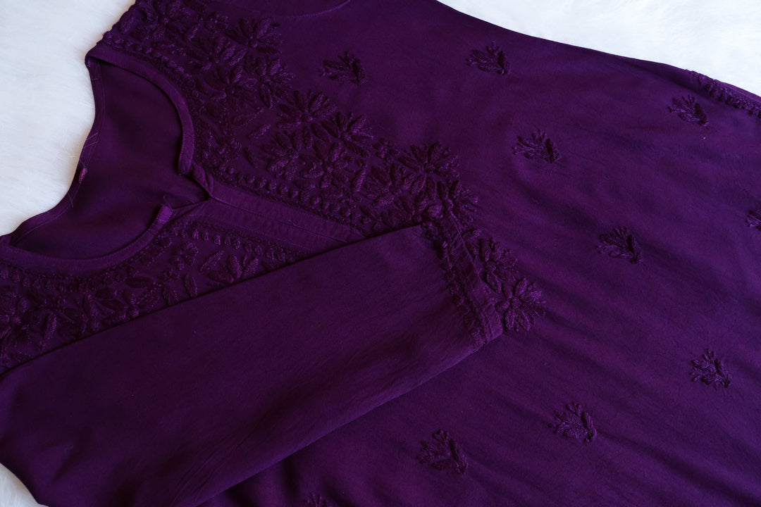 Nora Deep Purple Short Rayon Kurta