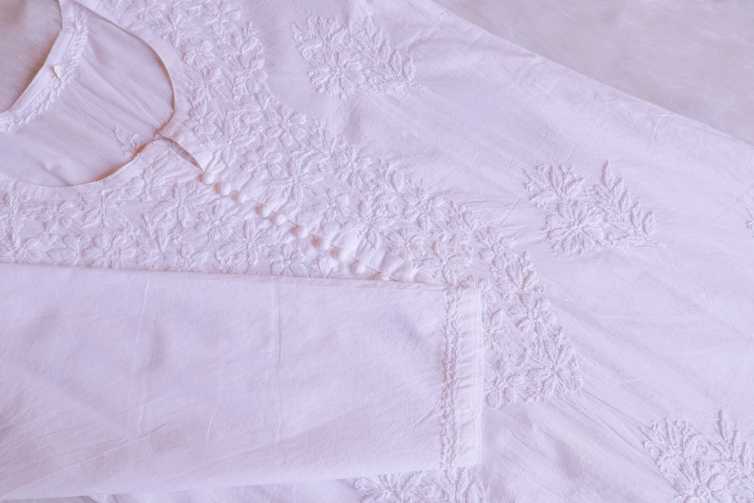 White Long Cotton kurta