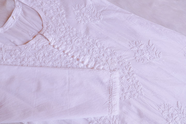 White Long Cotton kurta