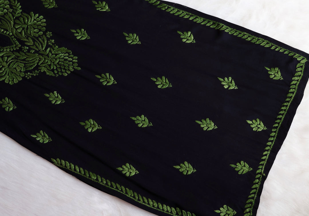 Noora Black & Green Long Rayon kurta