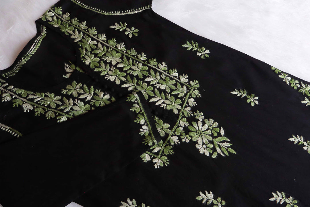 Gul-e-Jahaan Black & Green Cotton Kurta