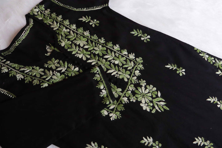 Gul-e-Jahaan Black & Green Cotton Kurta