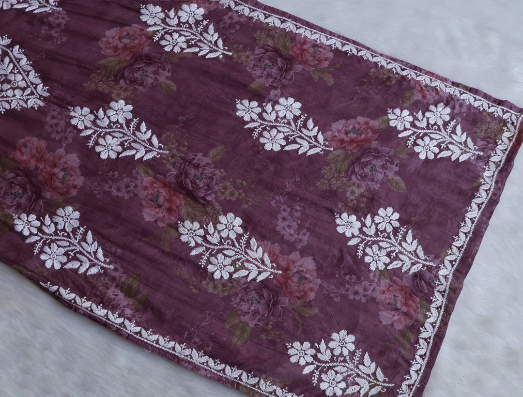 Dahlia Premium Dusty Purple Floral Long MulMul kurta