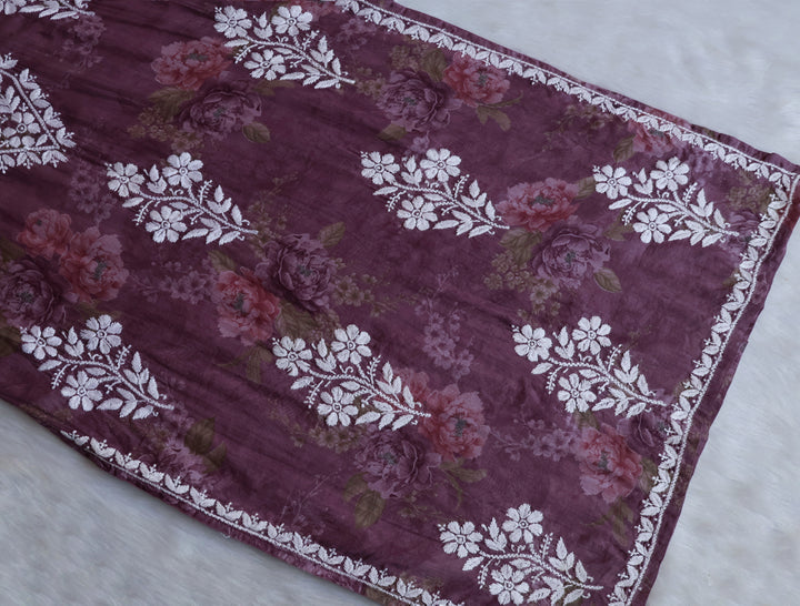 Dahlia Premium Dusty Purple Floral Long MulMul kurta
