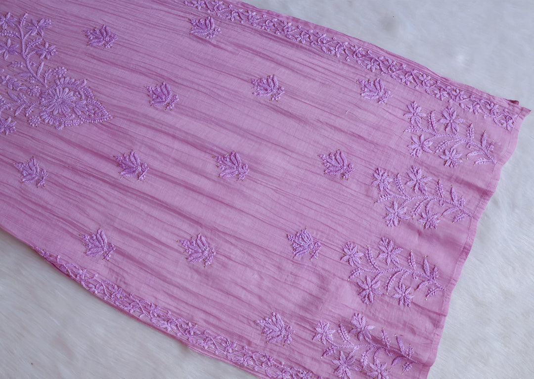 Naqsh Dusty Lavender Pure Chanderi Mulmul Set