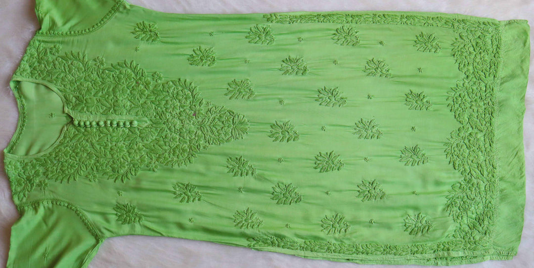 Zamdah Lime Green Luxe Muslin Kurta