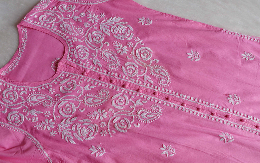 Gul Baby Pink & White Cotton Kurta