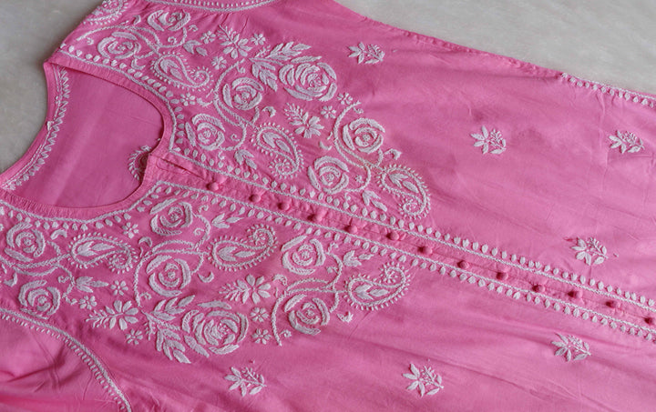 Gul Baby Pink & White Cotton Kurta