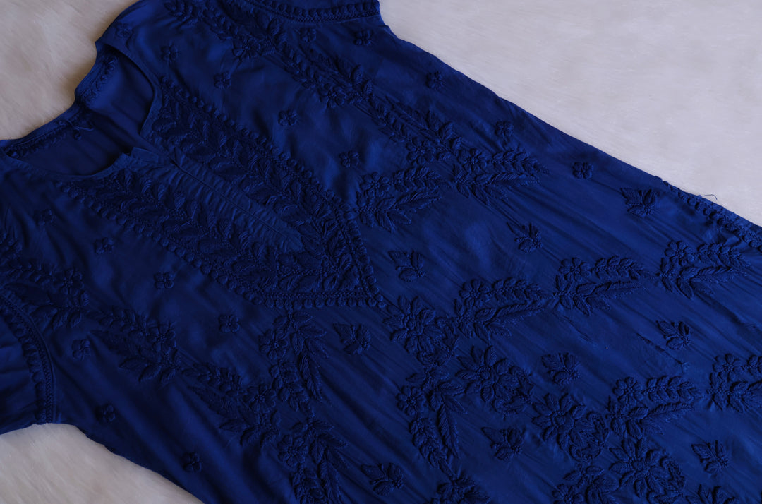 Saba Royal Blue 3D Pure Cotton Kurta