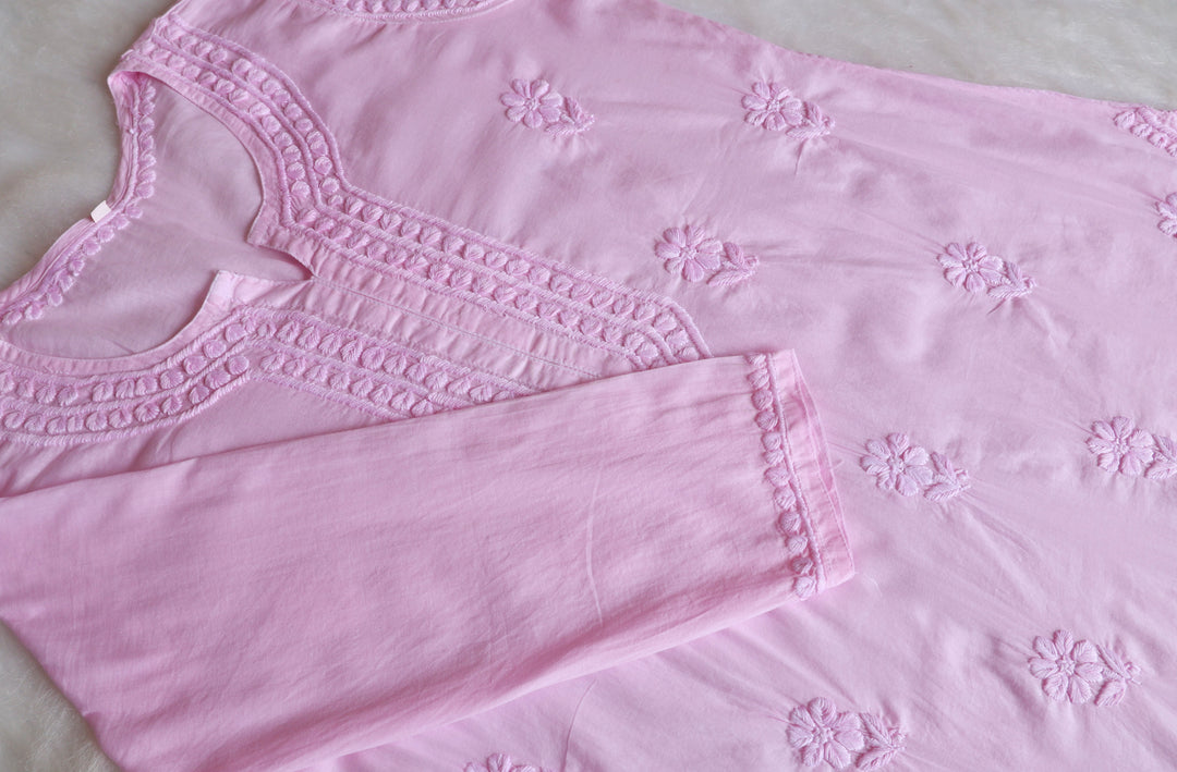 Saleha Baby Pink Cotton Kurta