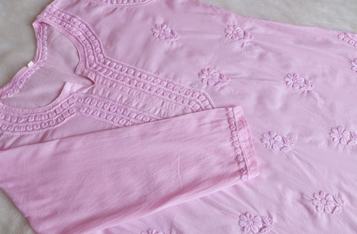 Saleha Baby Pink Cotton Kurta