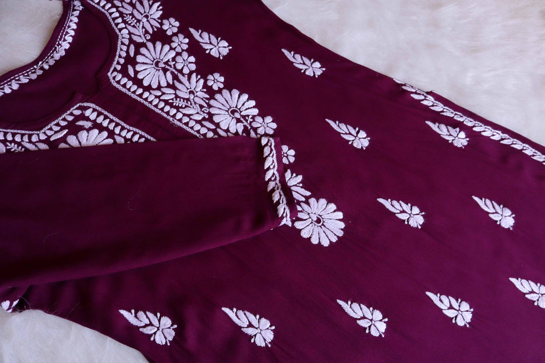 Duaa Plum Long Rayon kurta