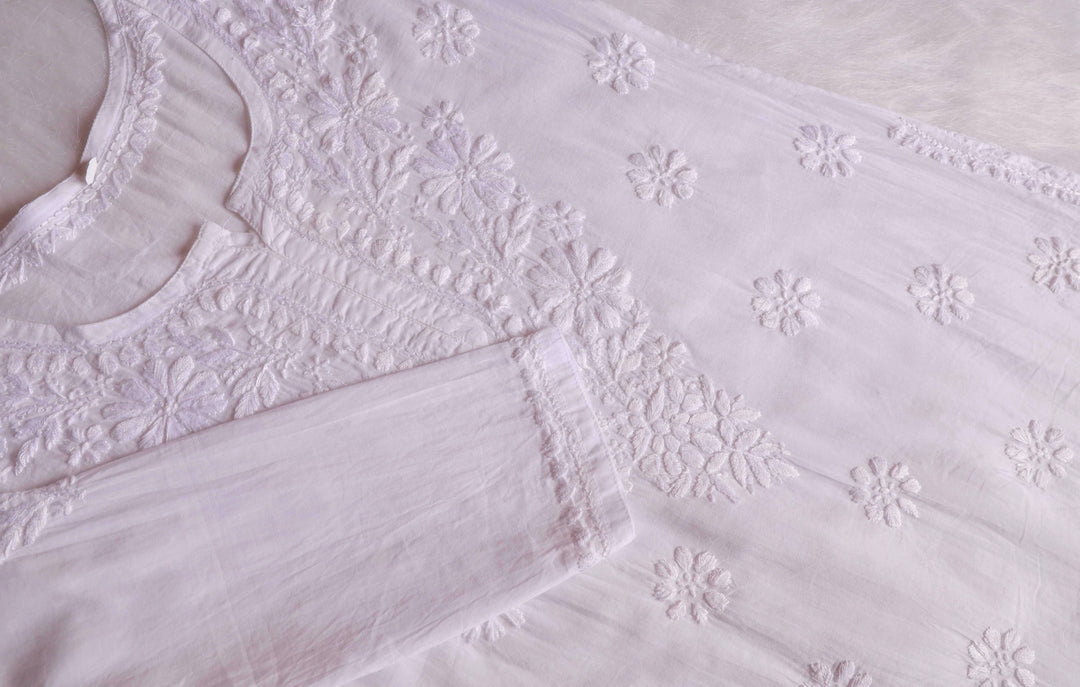 Nazakat White Cotton short kurta